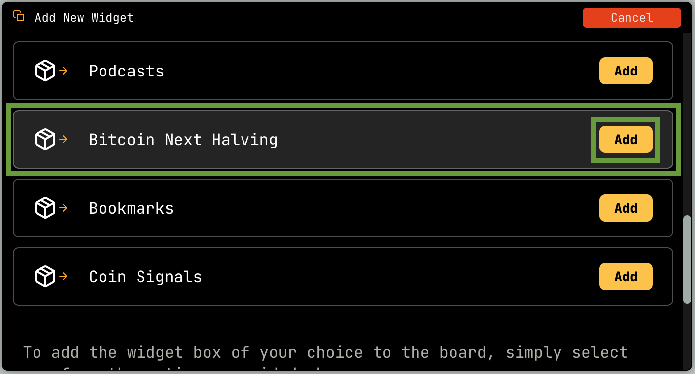 Bitcoin Next Halving Widget