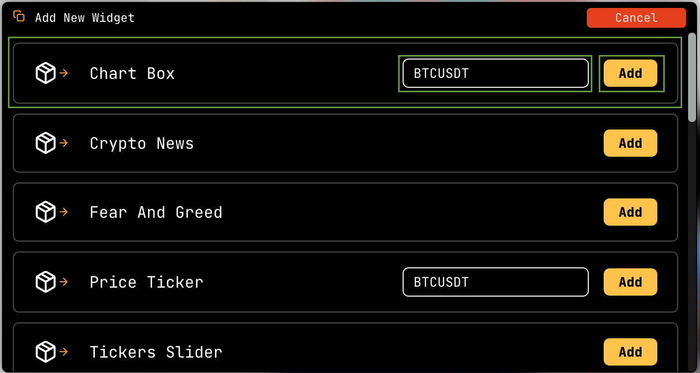 Chart-Box Widget