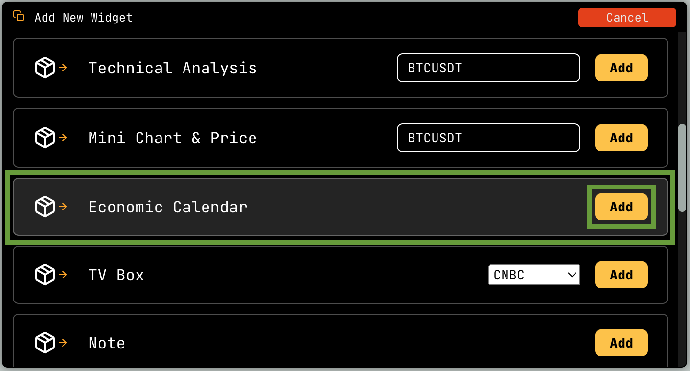 Economic Calendar Widget