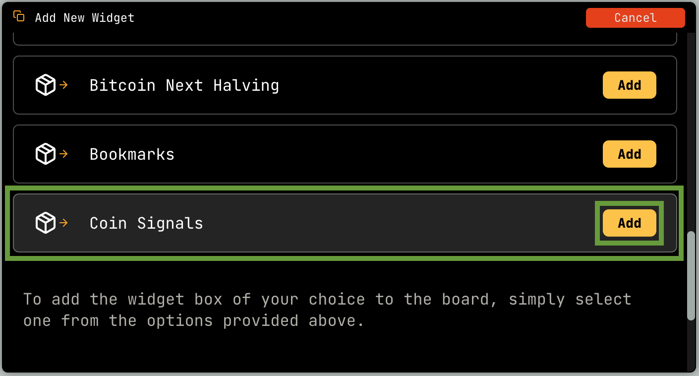 Coin Signals Widget