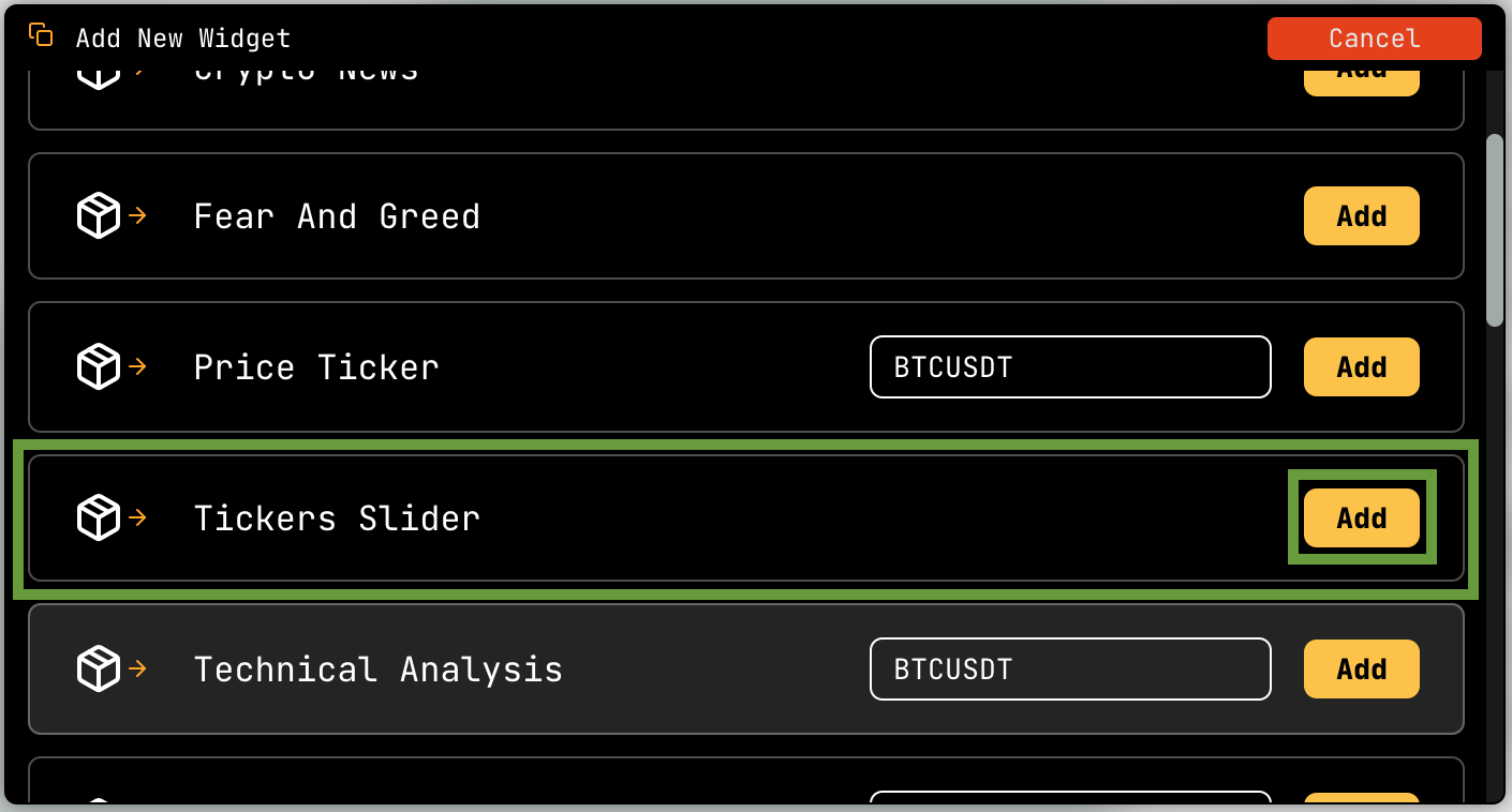 Tickers Slider Widget